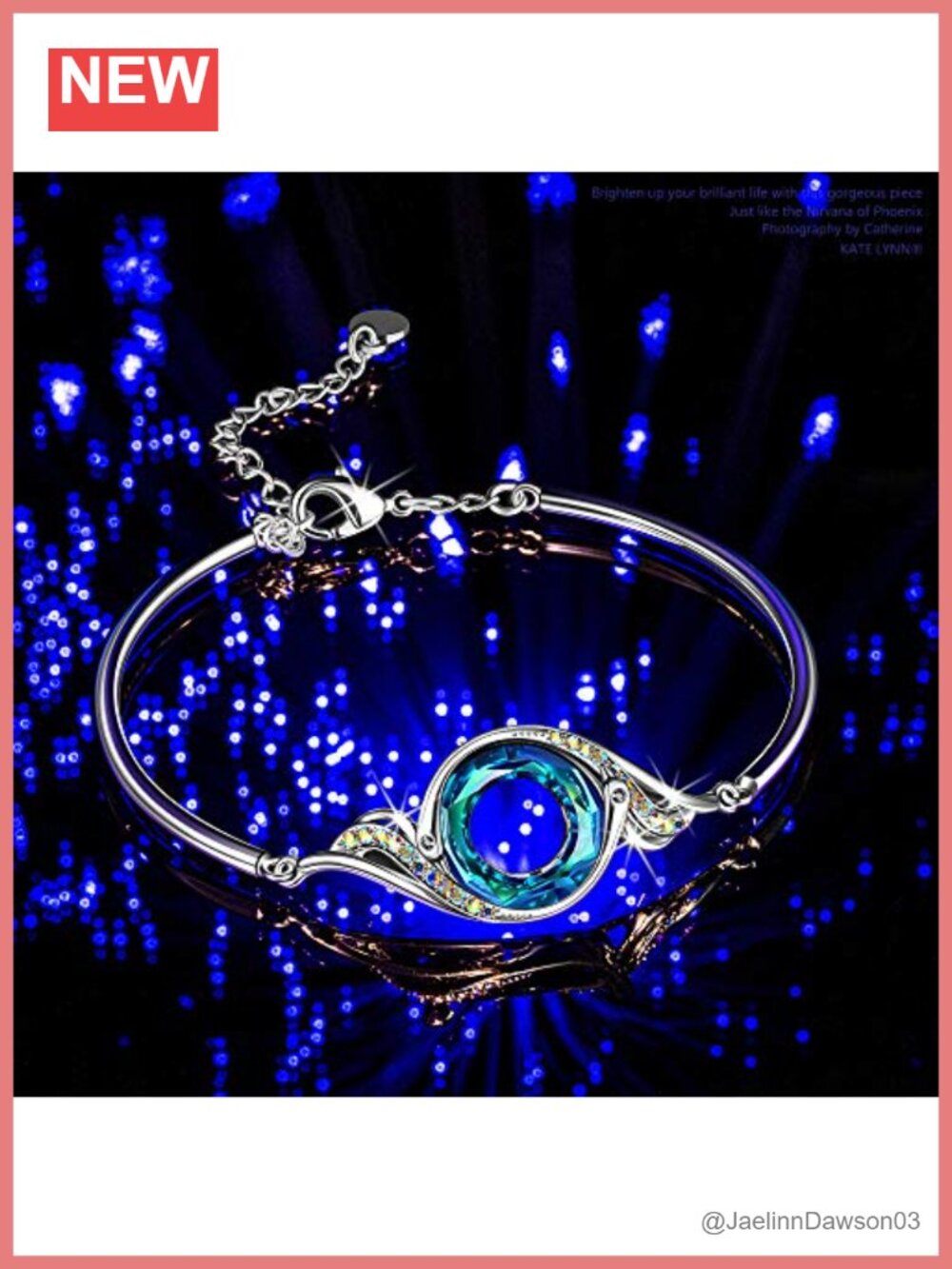 Phoenix Adjustable Bangle Bracelet with Austrian Crystals, White Gold Plated